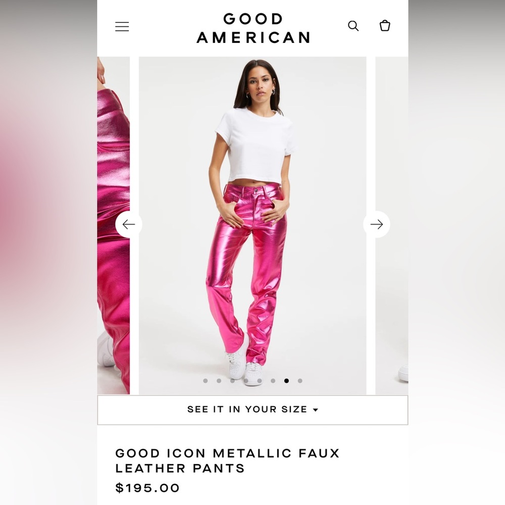 Good American METALLIC FAUX LEATHER PANTS